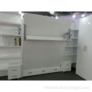 Folding Wall Bed , Double Space Saving Wall Bed With Booksh